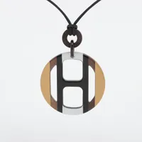 ◆エルメス◆ Hエキップ バッファローホーン 美品】エルメス バッファローホーン ネックレス ペンダント H