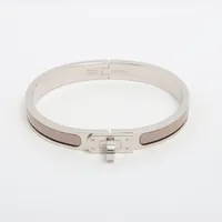 エルメス ミニクリックケリー エナメル×メタル バングル SP0254 シルバー×グレージュ Ａランク