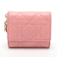 ディオール カナージュ 三つ折り財布 パテントレザー レディース Dior 【1-0155534】 Dior - ディオール カナージュ 三つ折り財布 パテントレザー