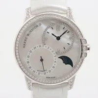 ハリーウィンストン ミッドナイト デイト ムーンフェイズ WG×革 AT シェル文字盤