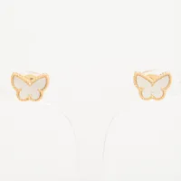 VINTAGE★ パピヨン シェル ピアス★ABランク ヴァンクリーフ&アーペル スウィートアルハンブラ パピヨン