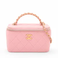 シャネル マトラッセ ラムスキン バニティ ピンク ゴールド金具 ＡＢランク