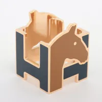エルメス Hシュヴァル GP スカーフリング ネイビー×ゴールド Ａランク