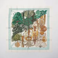 本物 エルメス スカーフ 「Les Legendes de L'Arbre」 マルチ