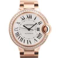 カルティエ バロンブルー ドゥ カルティエ 33mm WJBB0063 PG AT シルバー文字盤