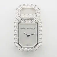 ハリーウィンストン リンクシグネチャー HJTQHM18WW036 WG×革 QZ シェル文字盤