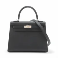 エルメス ケリー25 ヴォーエプソン ブラック ゴールド×シルバー金具 ＳＡランク