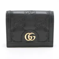 グッチ GGマトラッセ 723786 レザー コンパクトウォレット ブラック ＡＢランク