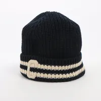 セリーヌ Cロゴ コットン ニットキャップ ネイビー Ａランク