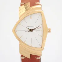 ハミルトン ベンチュラ H243010 GP×社外革 QZ シルバー文字盤