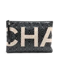 シャネル カメリア レザー ブラック×ホワイト シルバー金具 ＡＢランク