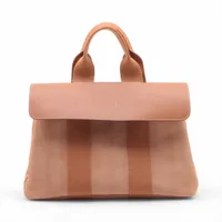 エルメス ヴァルパライソPM トワルシェブロン×レザー オレンジ シルバー金具 ＡＢランク
