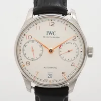IWC ポルトギーゼ 7DAYS IW500704 SS×革 AT シルバー文字盤