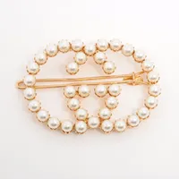 グッチ インターロッキングG GP×フェイクパール ヘアクリップ ゴールド Ａランク