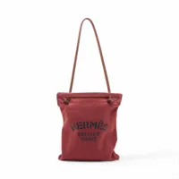 エルメス アリーヌMM トワルシェブロン×レザー レッド シルバー金具