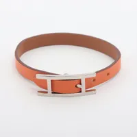 エルメス ビーアピ レザー ブレスレット ブラック ABランクの