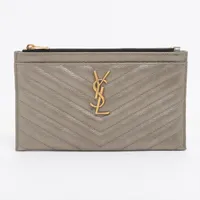サンローランパリ YSLライン Vステッチ 504922 レザー ポーチ シャンパンゴールド ＡＢランク