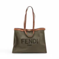 フェンディ ピーカブーエックストート キャンバス×レザー トートバッグ カーキ ＡＢランク