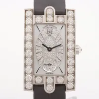 ハリーウィンストン アヴェニューエリプティック AVEQHM21WW241 WG×革 QZ ダイヤ文字盤