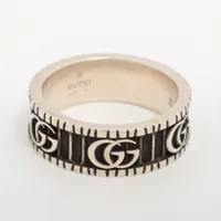 グッチ ダブルG 925 リング シルバー×ブラック ＡＢランク