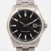 シチズン アテッサ エコドライブ AQ4030-51E TI QZ 黒文字盤 Ａランク