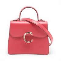カルティエ パンテール レザー 2WAYハンドバッグ レッド Ａランク