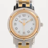 エルメス クリッパー CL3.240 SS×GP QZ 白文字盤