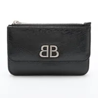 バレンシアガ BBライン 765420 レザー フラグメントケース ブラック ＡＢランク