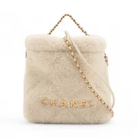シャネル シャネル22ミニ シアリング ベージュ ゴールド金具 Ａランク