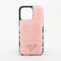 プラダ 1ZH149 ファブリック iPhoneケース ピンク×ブラック