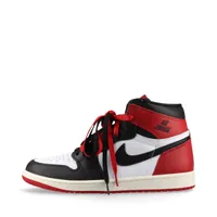 ナイキ AIR JORDAN 1 HIGH OG レザー ハイカットスニーカー ホワイト×レッド Ａランク