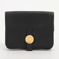 エルメス ドゴンコンパクト トゴ ブラック ゴールド金具 ＡＢランク