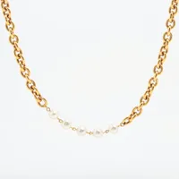 シャネル GP×フェイクパール ロングネックレス ゴールド×ホワイト ＡＢランク