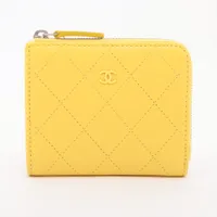 シャネル マトラッセ レザー イエロー シルバー金具 ＡＢランク