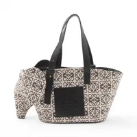 ロエベ エレファント ラフィア×レザー カゴバッグ ブルー AB