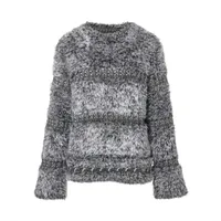 シャネル カシミヤ×レーヨン ニット P50 38 ブラック×グレー