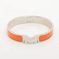 エルメス クリックHファン メタル×エナメル バングル FI0128 シルバー×オレンジ ＡＢランク