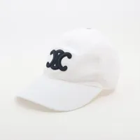 セリーヌ トリオンフ 2AUT6969P コットン ベースボールキャップ ホワイト×サンギーヌ×パールグレー ＡＢランク