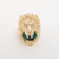 グッチ ライオンヘッド GP リング ゴールド×グリーン ＡＢランク