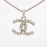 シャネル ココマーク GP×ラインストーン ネックレス 00A シルバー ＡＢランク