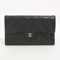 シャネル マトラッセ ラムスキン ブラック シルバー金具 ＡＢランク