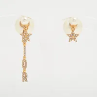 ディオール Dior Tribales  ディオール トライバル GP×ラインストーン×フェイクパール ピアス(両耳用) ゴールド ＡＢランク