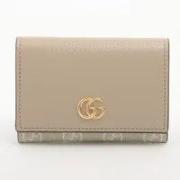 グッチ GGマーモント 739525 レザー カードケース ベージュ Ａランク