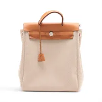 エルメス エールバッグアドPM トワルGM×カーフレザー ベージュ シルバー金具