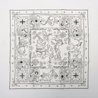 エルメス カレ55 Animaux Bandana アニマル バンダナ シルク スカーフ ホワイト Ａランク