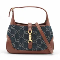 グッチ GGデニム ジャッキー 2WAYハンドバッグ ブラウン Ａランク