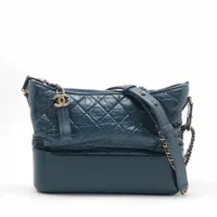 シャネル ガブリエル ドゥ シャネル ヴィンテージカーフ ブルー ゴールド×シルバー金具 ＡＢランク