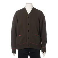 サカイ コットン×カシミヤ カーディガン カーキ×オレンジ ＡＢランク