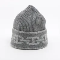 エルメス シェーヌダンクル カシミヤ×ポリウレタン ニットキャップ グレー Ａランク