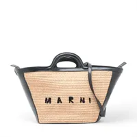MARNI ストロー トートバッグ MARNI ストローとレザーのかご